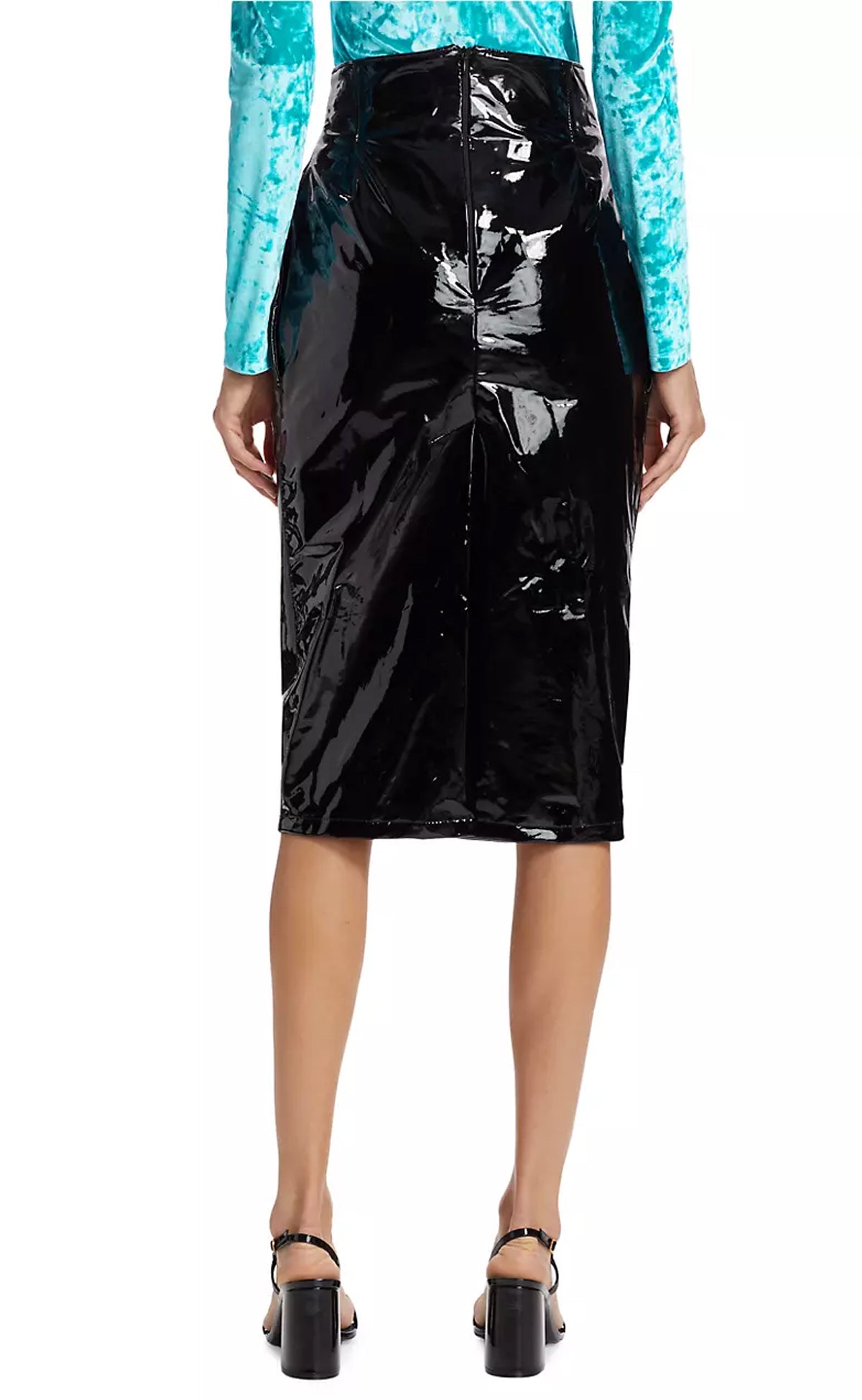 Patent Leather High Waist Midi Skirt