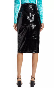 Patent Leather High Waist Midi Skirt