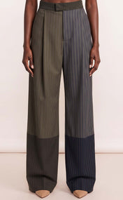 Mixed Pinstripe Wide Leg Pants