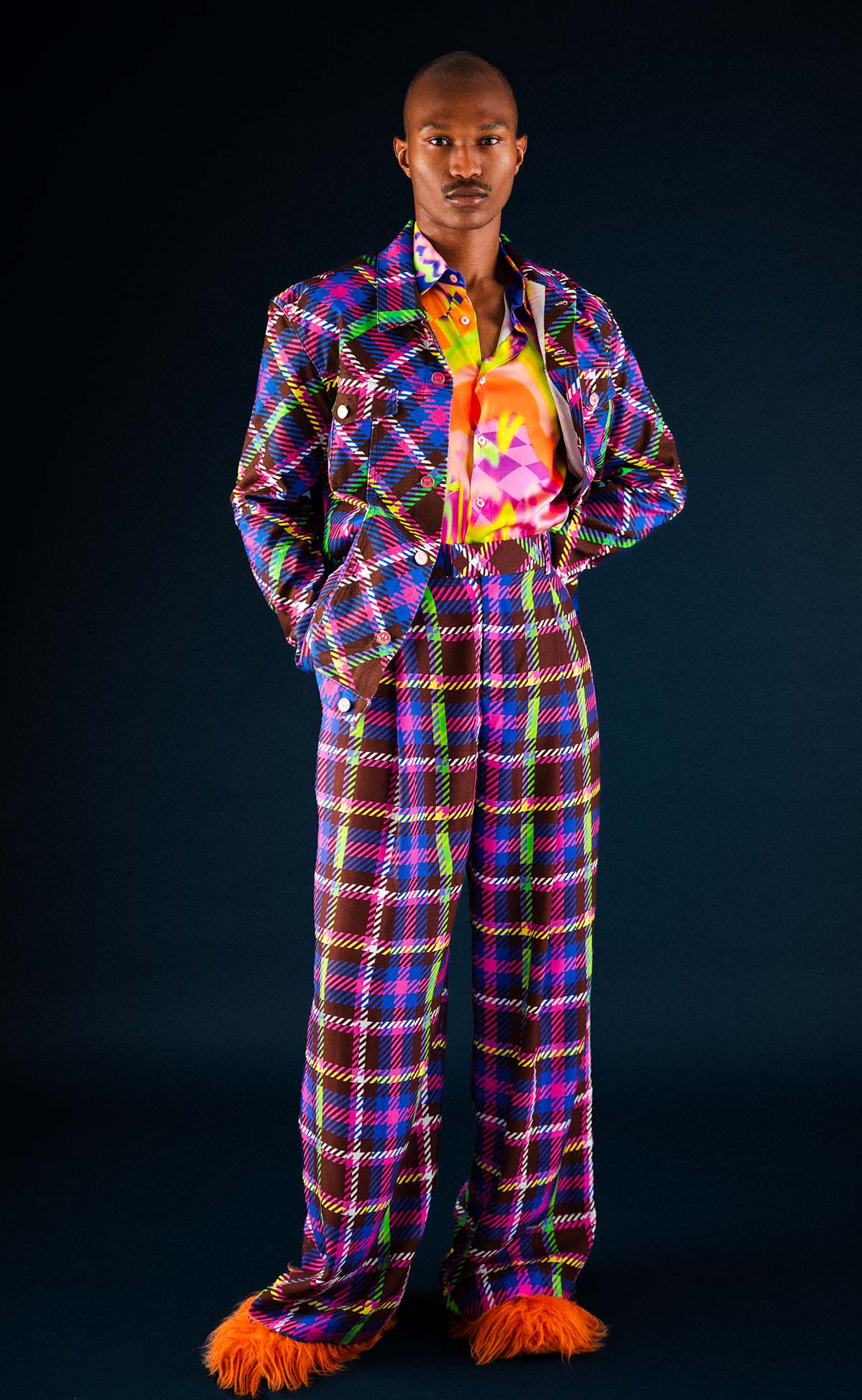 Chocolate Plaid Wide Leg Pant