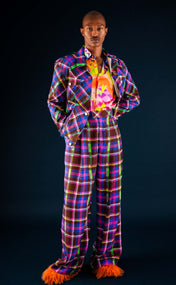 Chocolate Plaid Wide Leg Pant