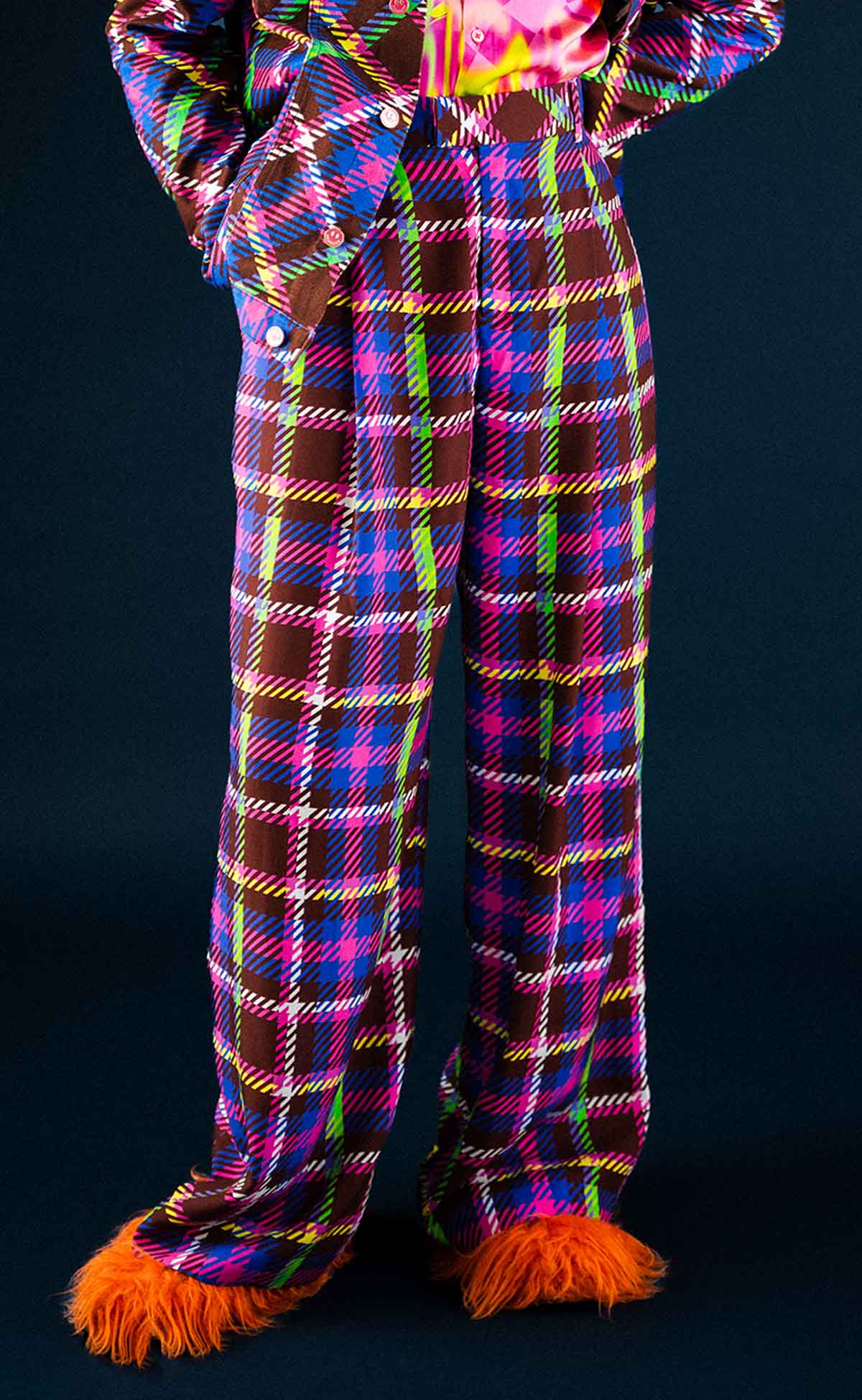 Chocolate Plaid Wide Leg Pant