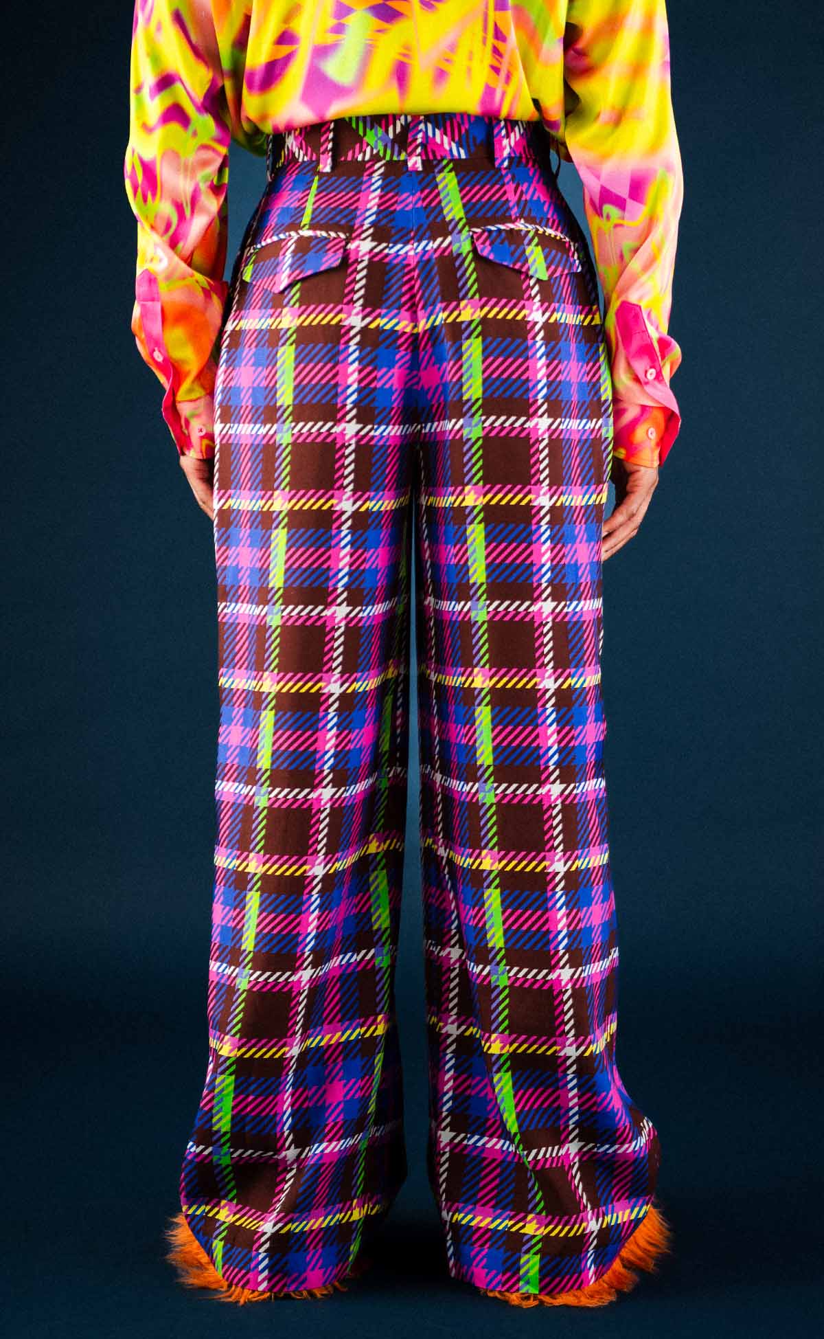 Chocolate Plaid Wide Leg Pant