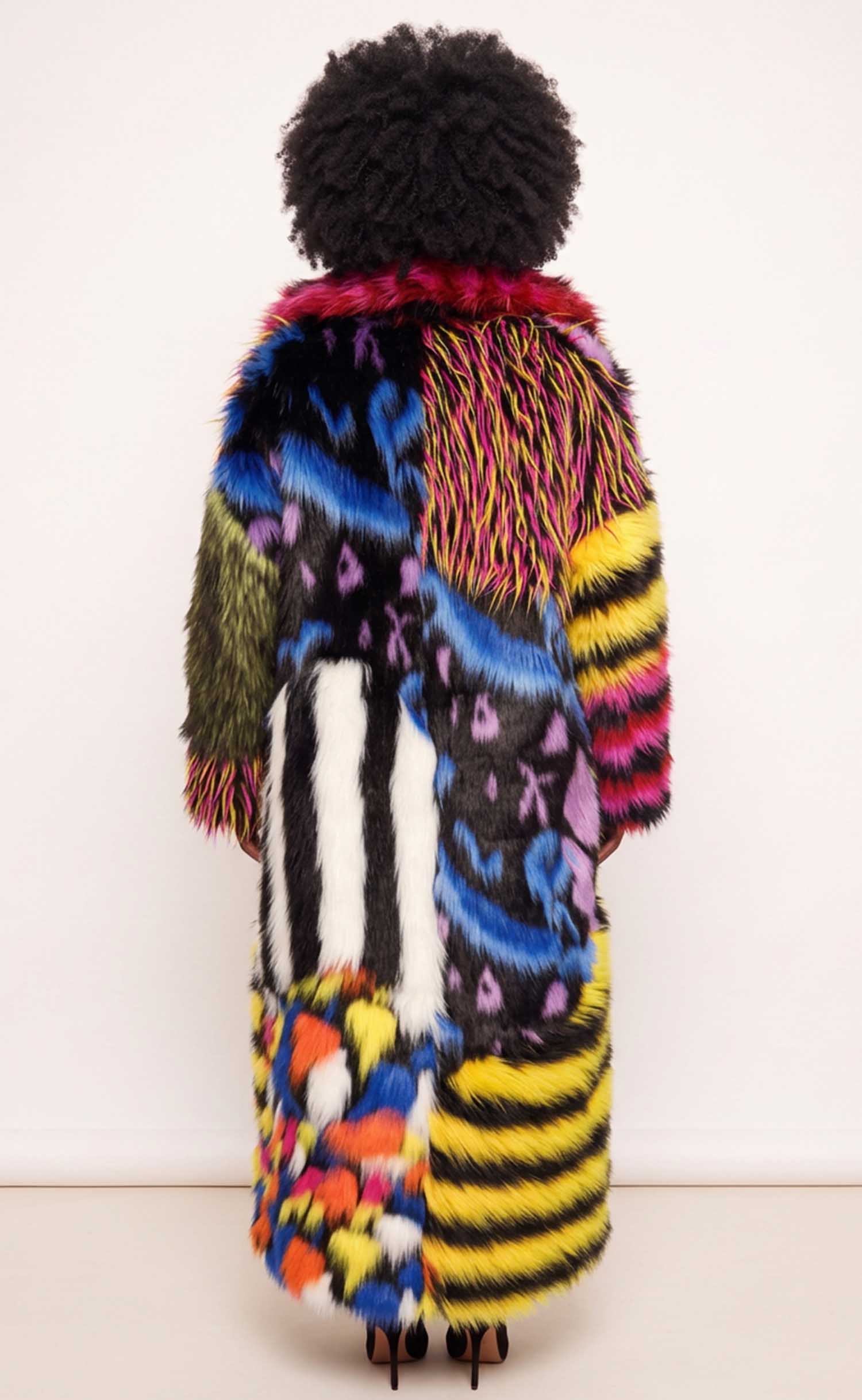 Prismatic Faux Fur Coat