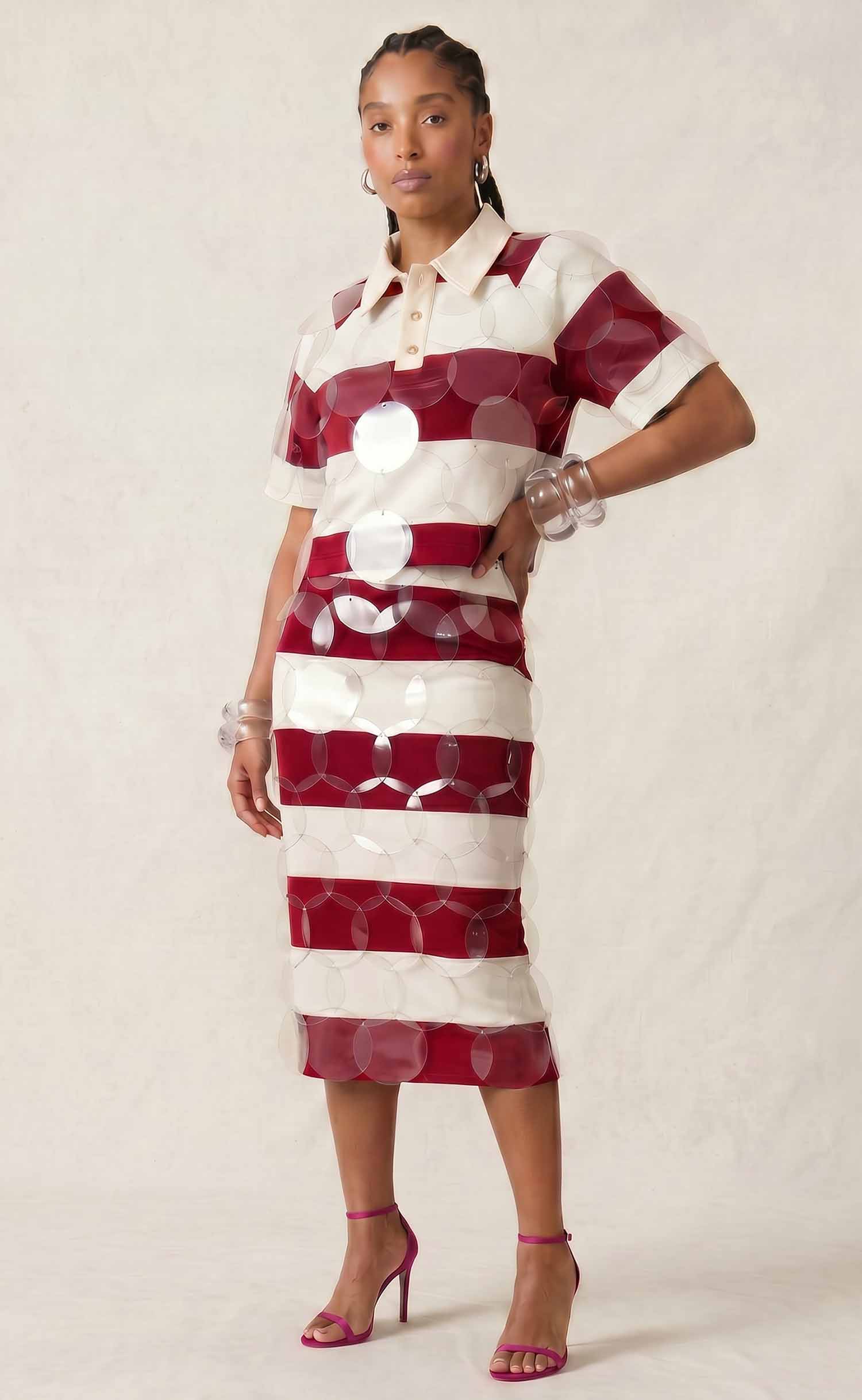 Crimson and Cream Striped Bubbles Rugby