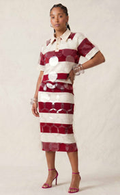 Crimson and Cream Striped Bubbles Rugby