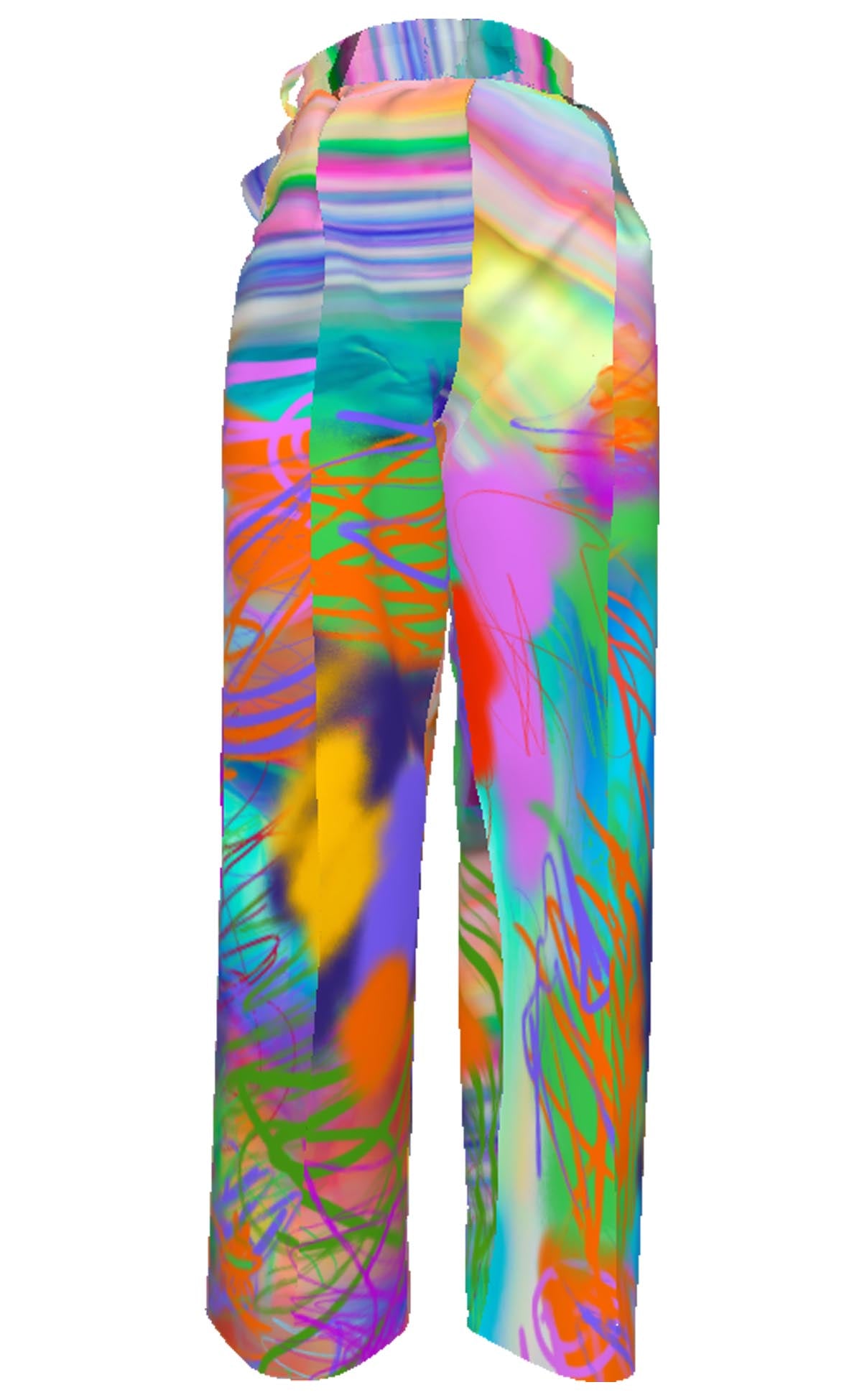 Rainbow Rock Scribble Hi-Waist Pleated Wide Leg Pant