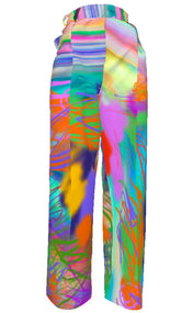 Rainbow Rock Scribble Hi-Waist Pleated Wide Leg Pant