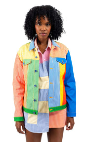 Rainbow Stripe Denim Jacket