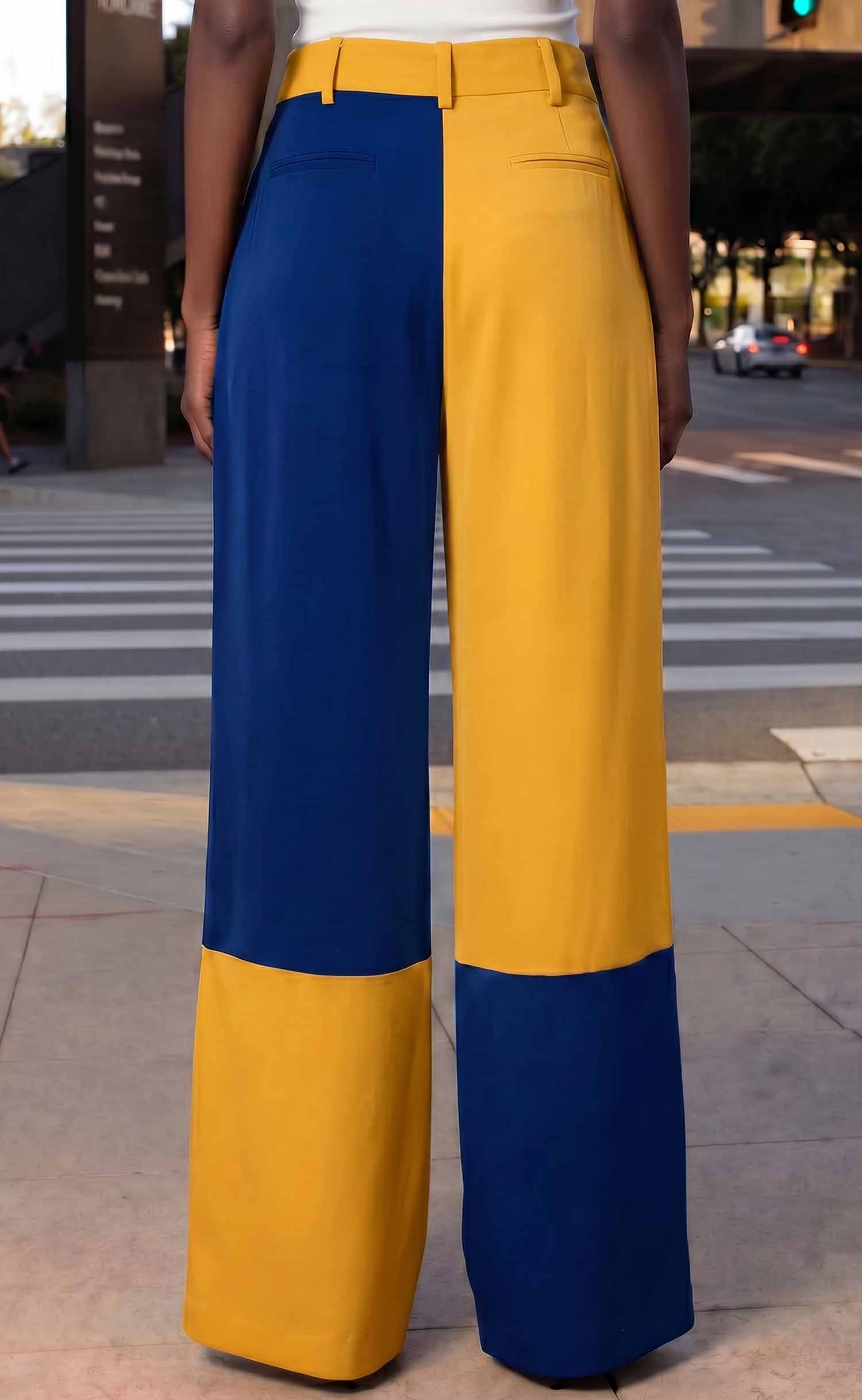 Royal Blue and Gold Wide Leg Trouser