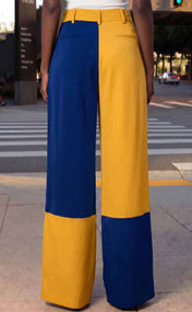 Royal Blue and Gold Wide Leg Trouser