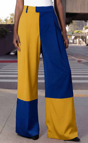 Royal Blue and Gold Wide Leg Trouser