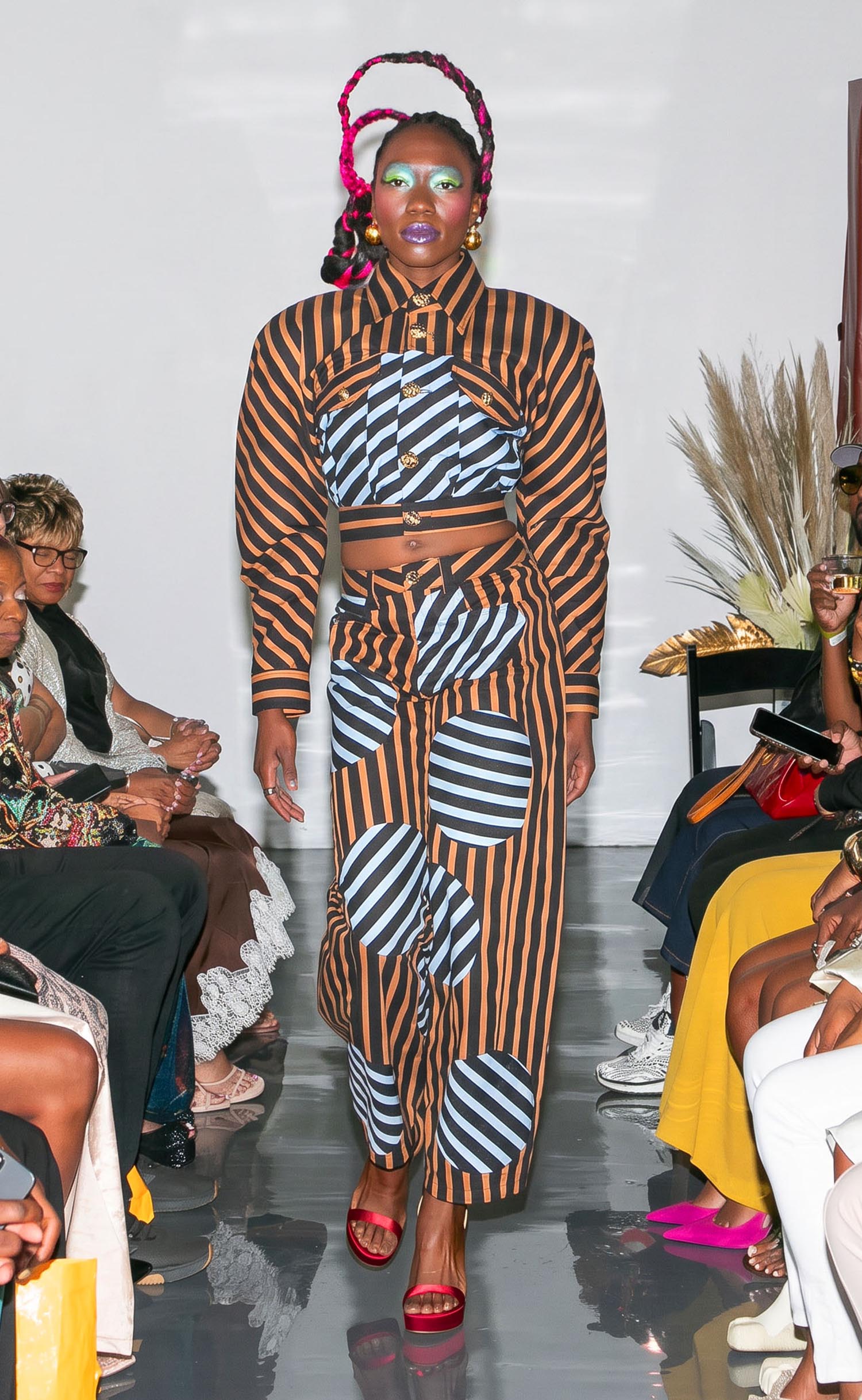 Dual Striped Denim Barrel Pants