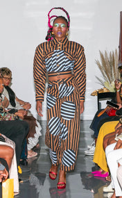 Dual Striped Denim Barrel Pants