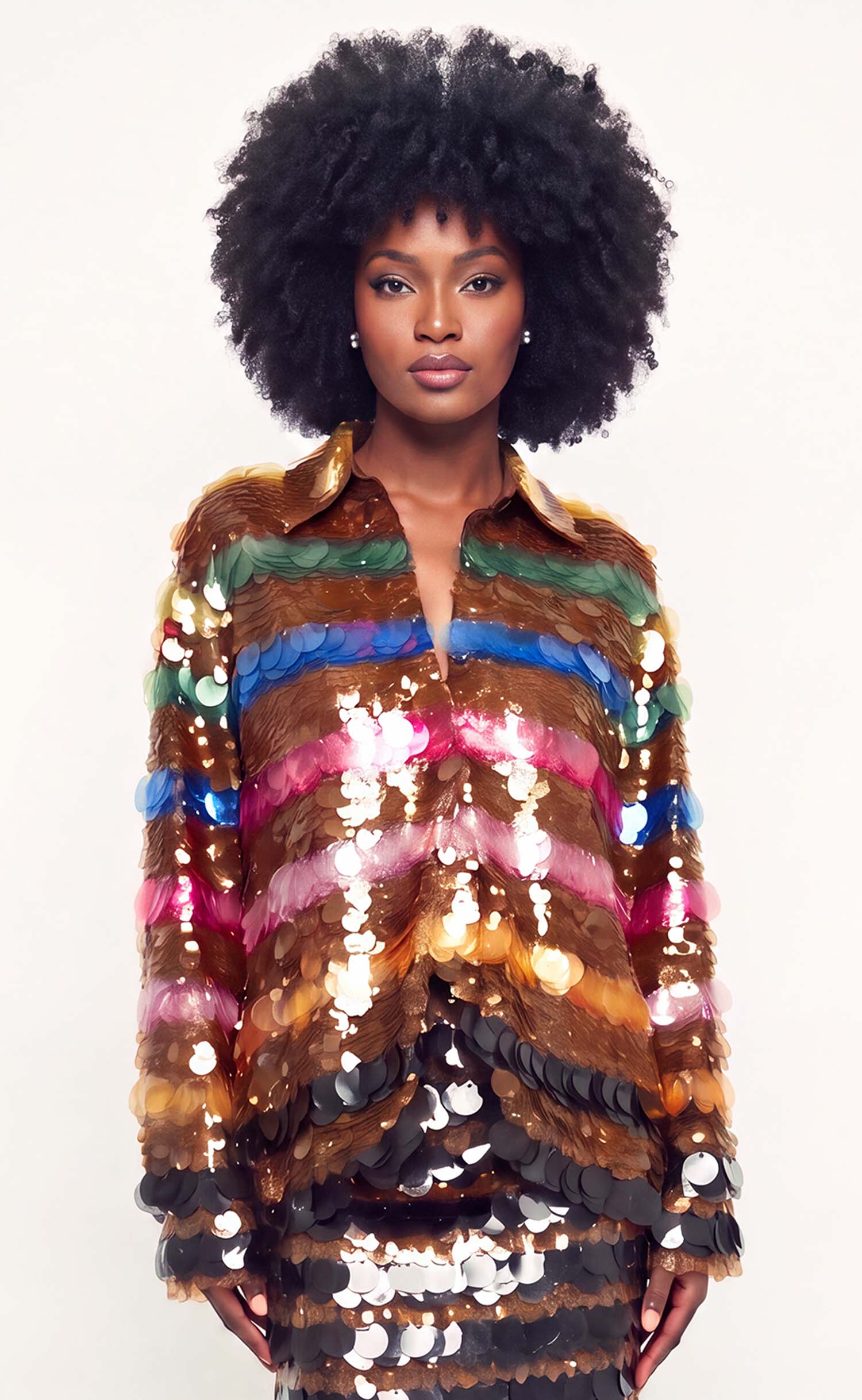 Striped Sequin Button Down