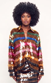 Striped Sequin Button Down