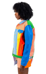 Rainbow Stripe Denim Jacket
