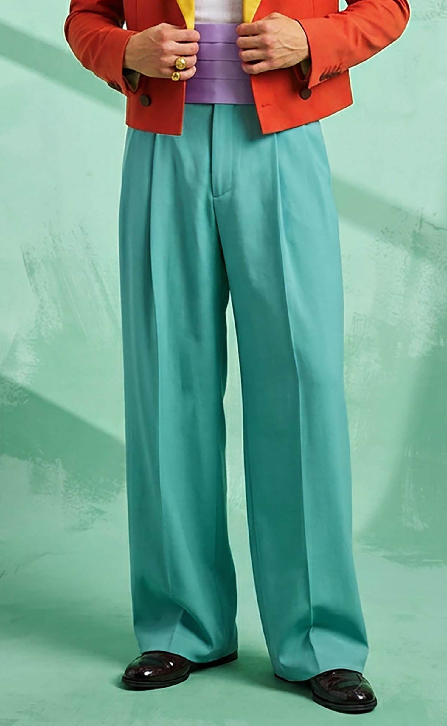 Turquoise High Waist Wide Leg Pant