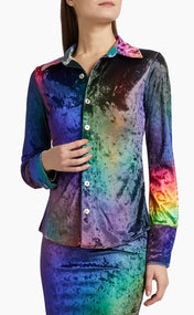 Prism Crushed Velvet Button up Shirt