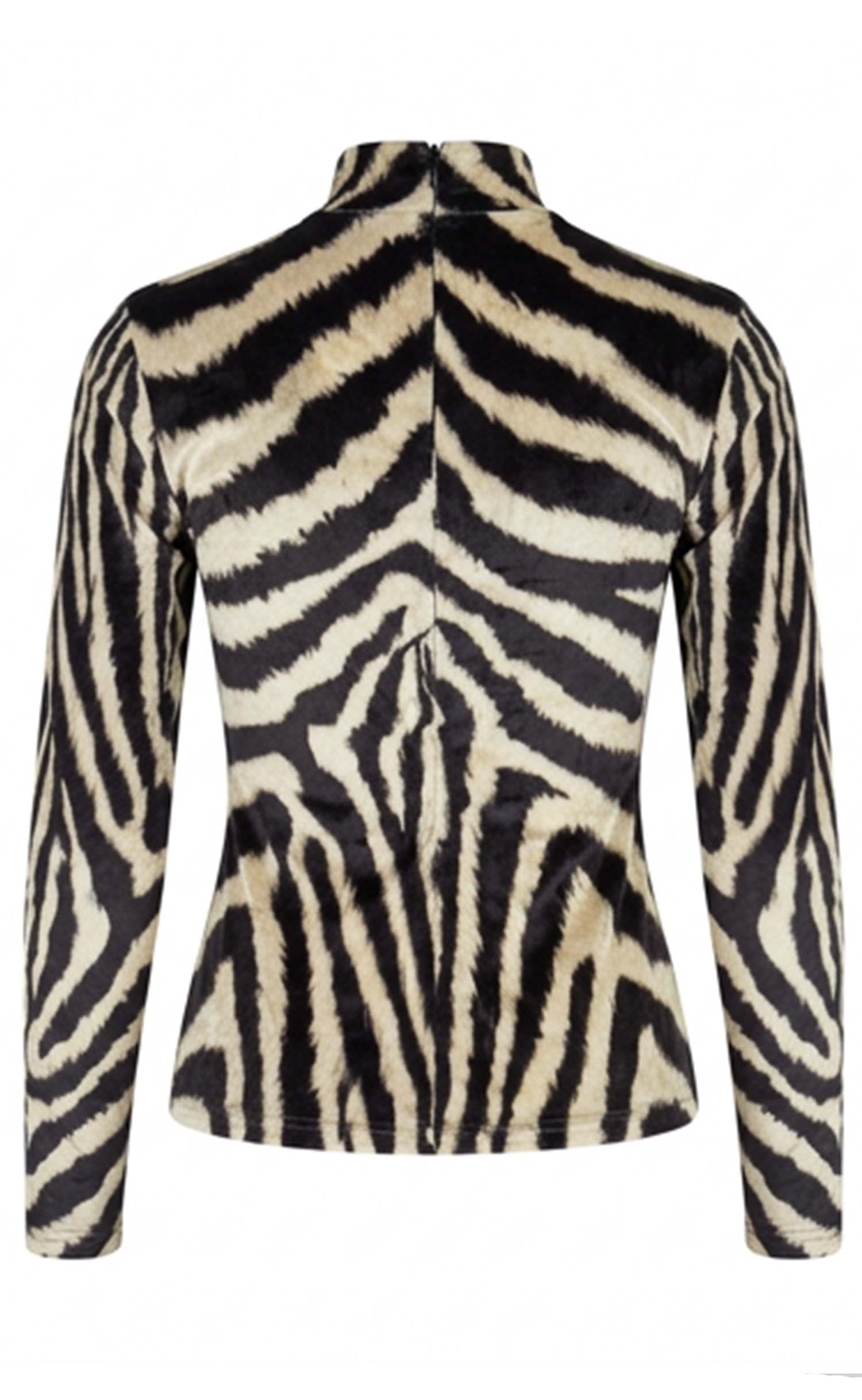 Zebra Crushed Velvet Mock Neck Top