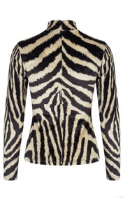 Zebra Crushed Velvet Mock Neck Top