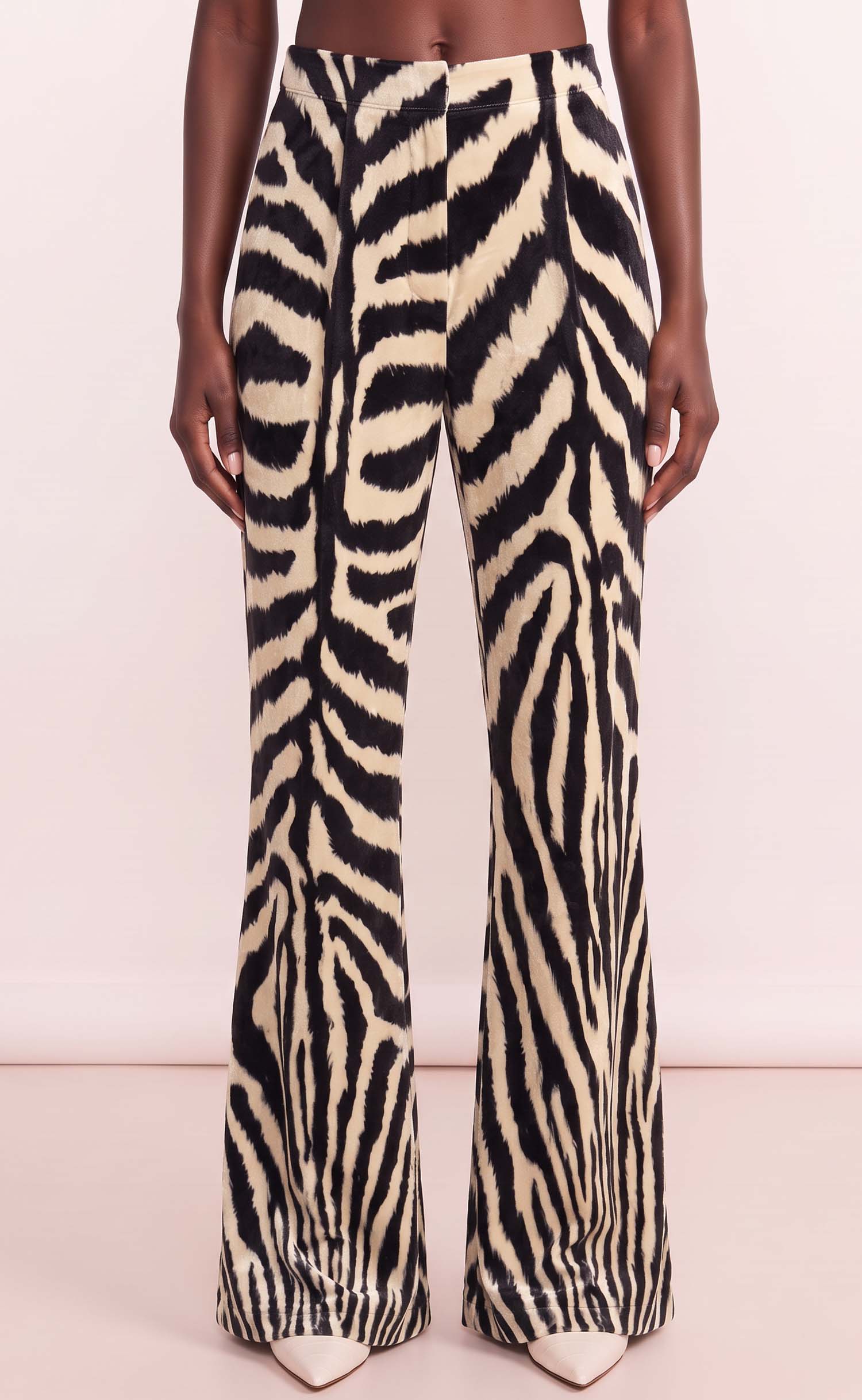 Zebra Crushed Velvet Flared Pant