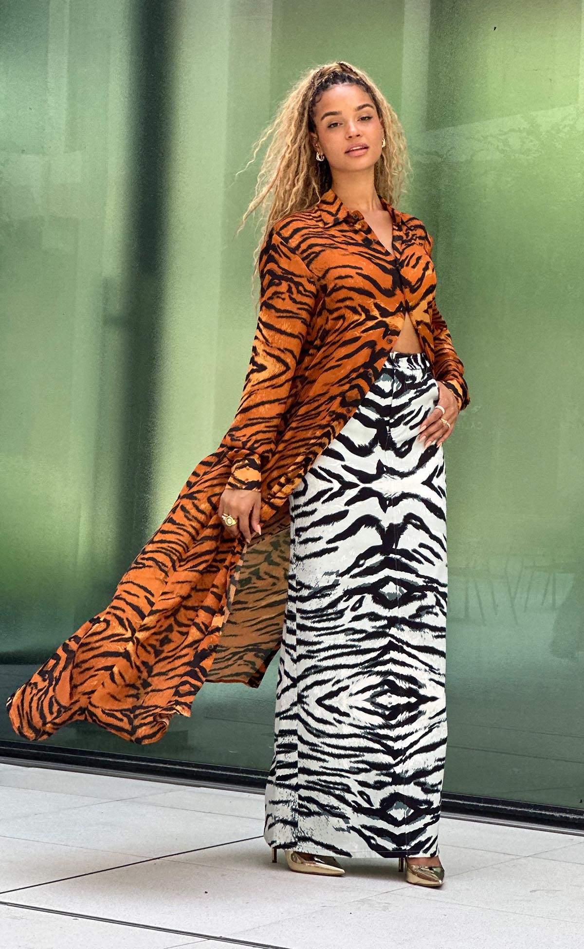 Tiger Maxi Button up Shirt Dress