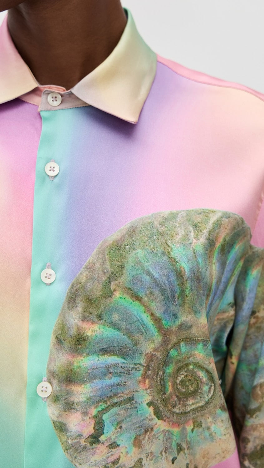 Muva Pearl Print Charmeuse Button-Up