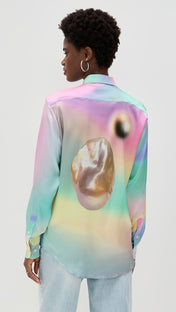 Muva Pearl Print Charmeuse Button-Up