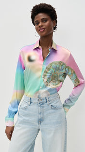 Muva Pearl Print Charmeuse Button-Up