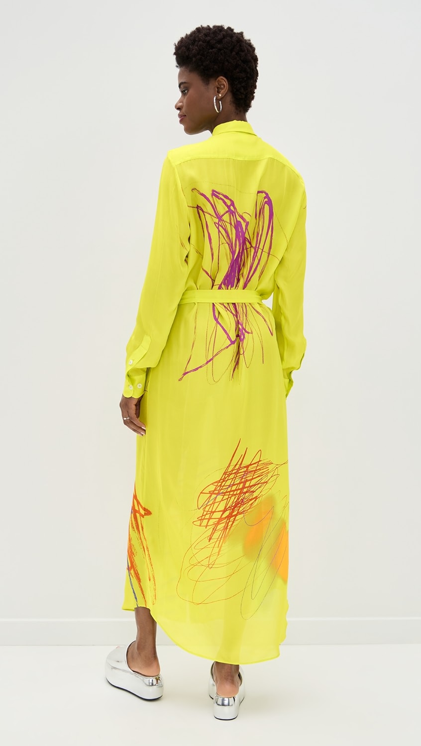 Neon Scribbs Maxi Shirt Dress