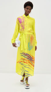 Neon Scribbs Maxi Shirt Dress