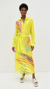 Neon Scribbs Maxi Shirt Dress