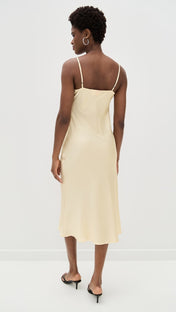 Beige Double Drape Slip Dress