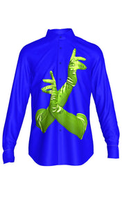 Blue Gloved One Stretch Silk Button-Up