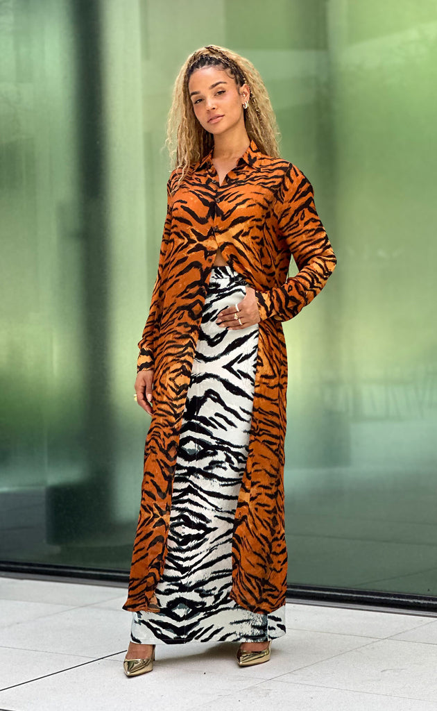 Tiger Maxi Button up Shirt Dress