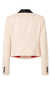 Ivory Color-Block Cropped Blazer