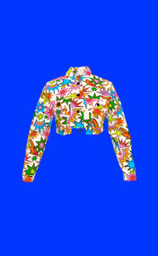 Play Print Cropped Denim Jacket