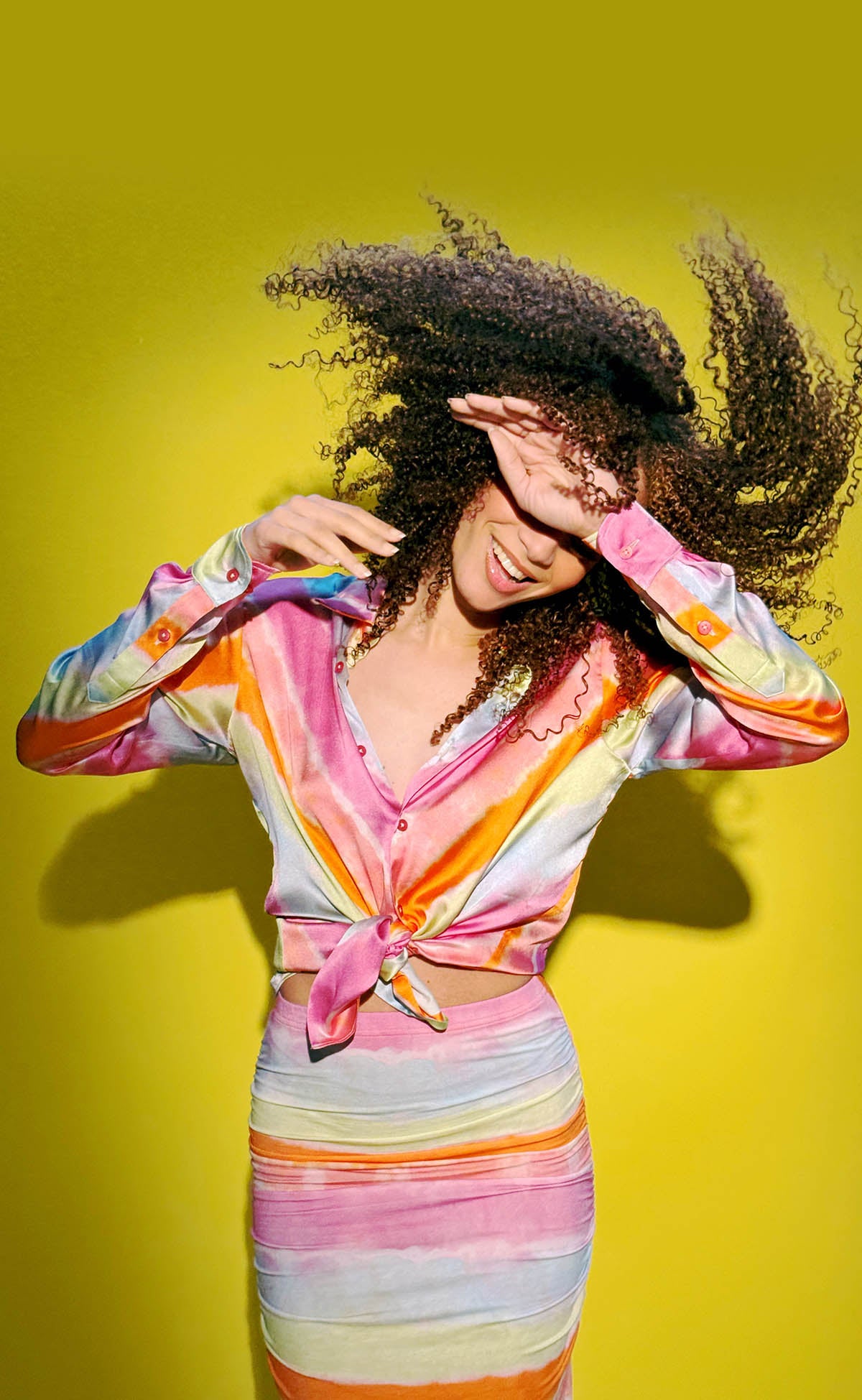 Tie Dye Stripe Button Up Shirt
