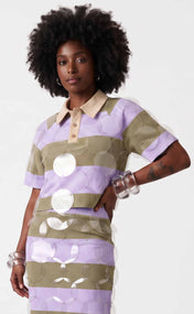 Lavender and Khaki Striped Bubbles Rugby