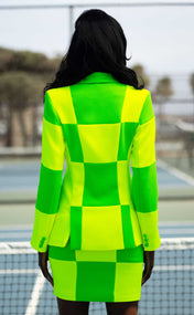 Limeade Double-Breasted Power Check Blazer