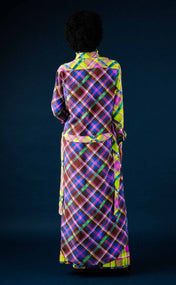 Chocolate and Lime Plaid Maxi Shirt Dress