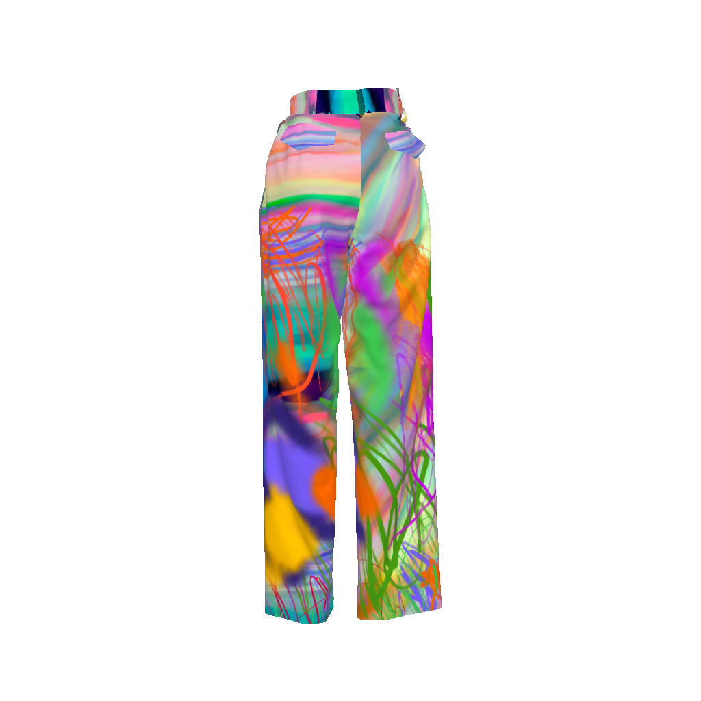 Rainbow Rock Scribble Hi-Waist Pleated Wide Leg Pant