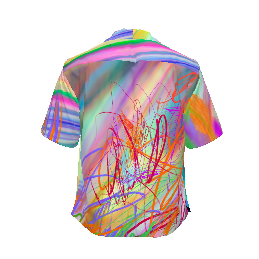 Rainbow Rock Scribbles Croped Camp Shirt