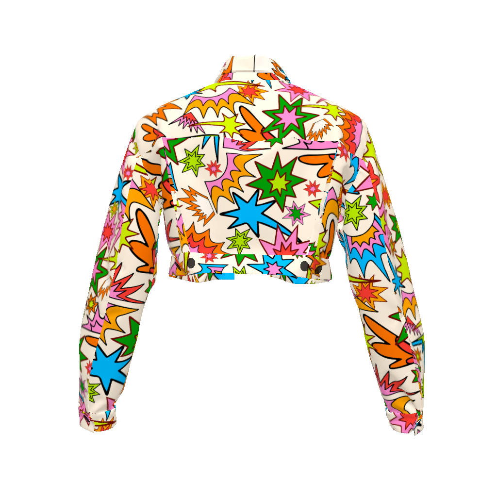Play Print Cropped Denim Jacket
