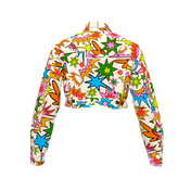Play Print Cropped Denim Jacket