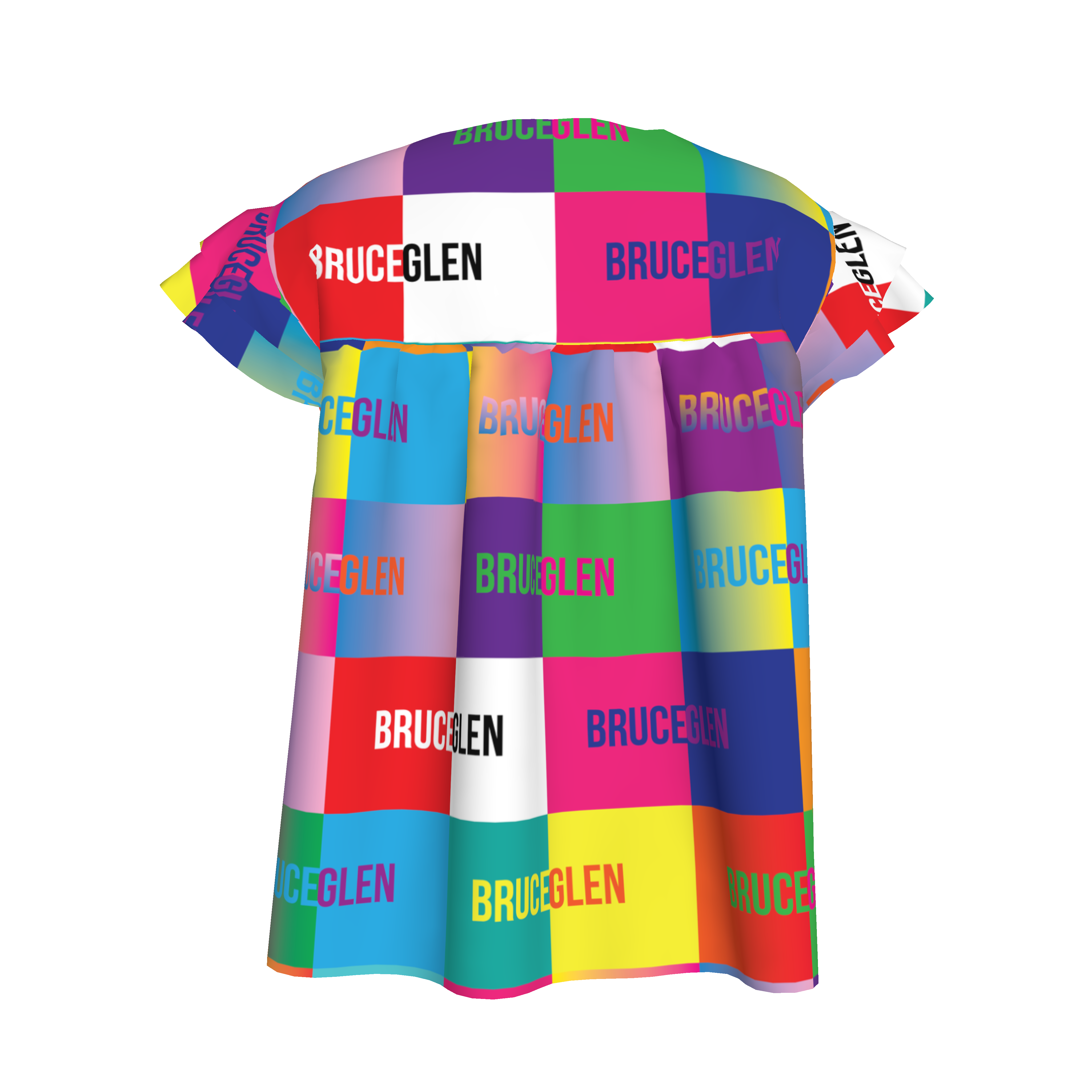 BruceGlen Logo Blocks Kid's Ruffle Sleeve Top