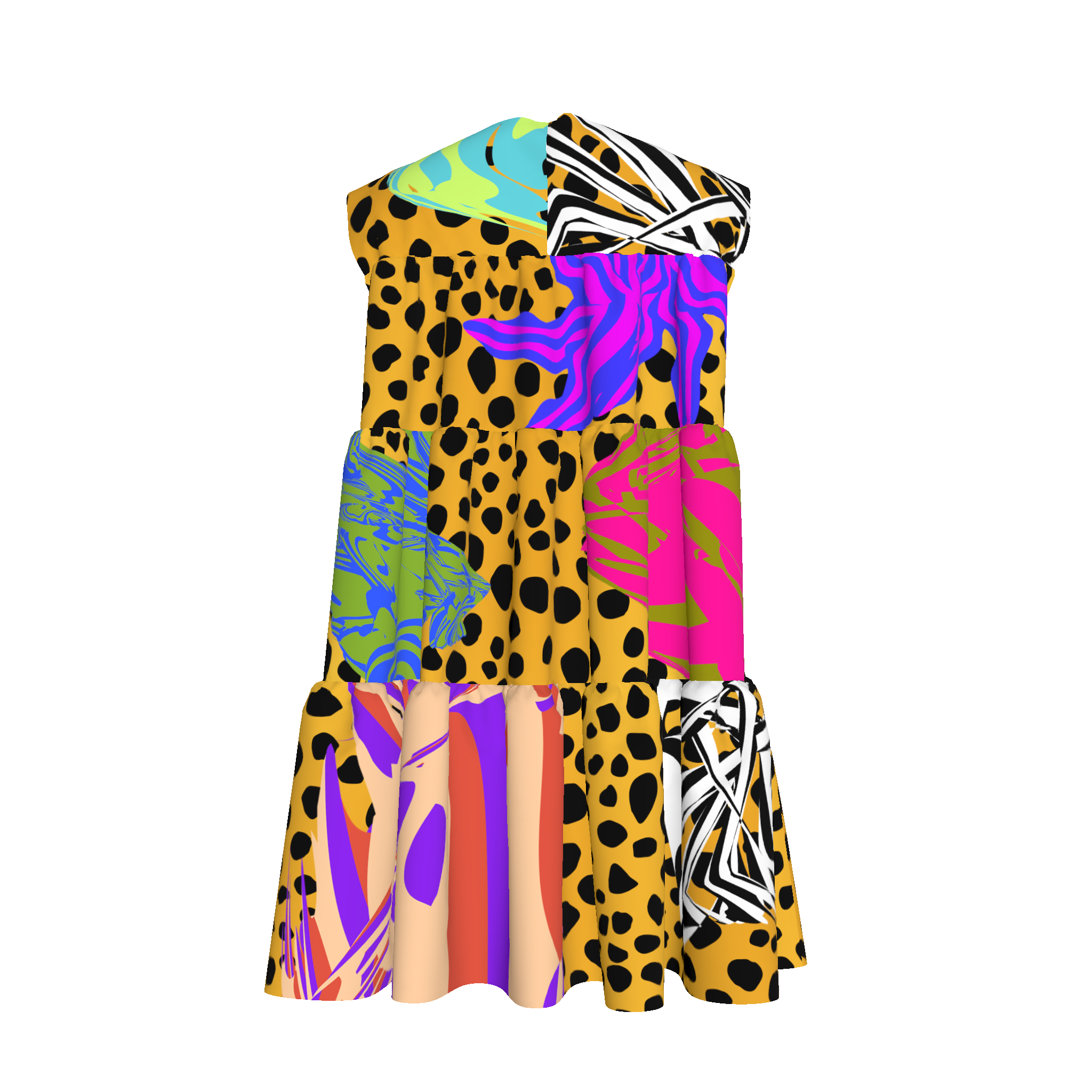 BruceGlen Cheetah Scramble Tiered Dress