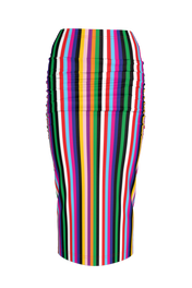 Circus Stripe Ruched Midi Knit Skirt