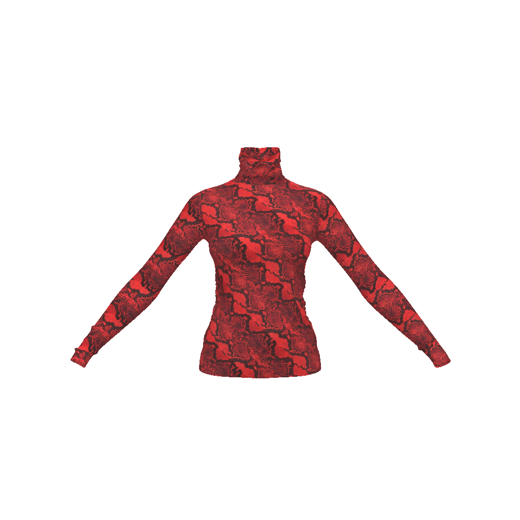 Red Python Printed Turtleneck